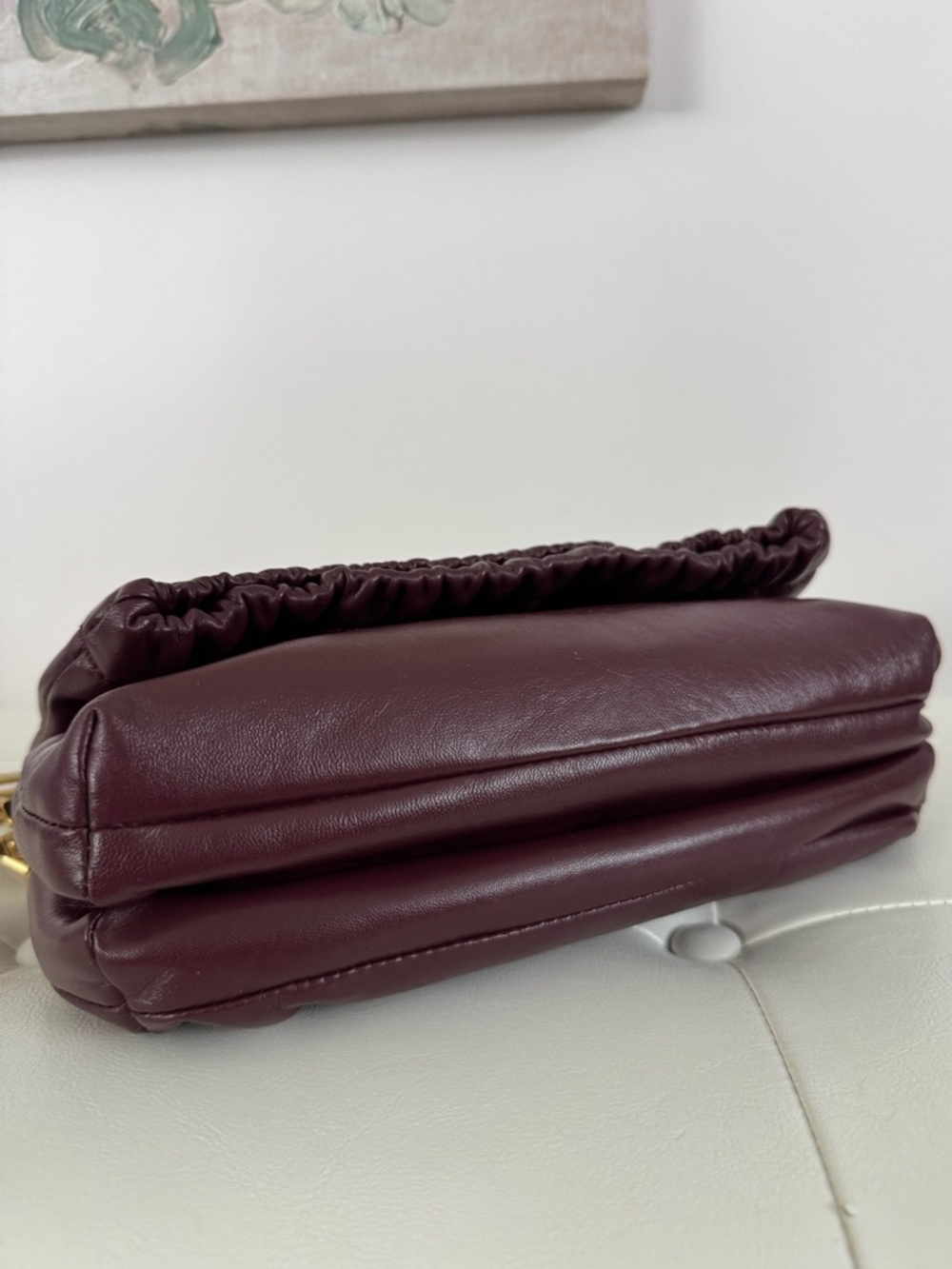 Zadig & Voltaire Rockyssime Burgundy Leather Shoulder Bag with Gold Chain - Picture 8 of 17